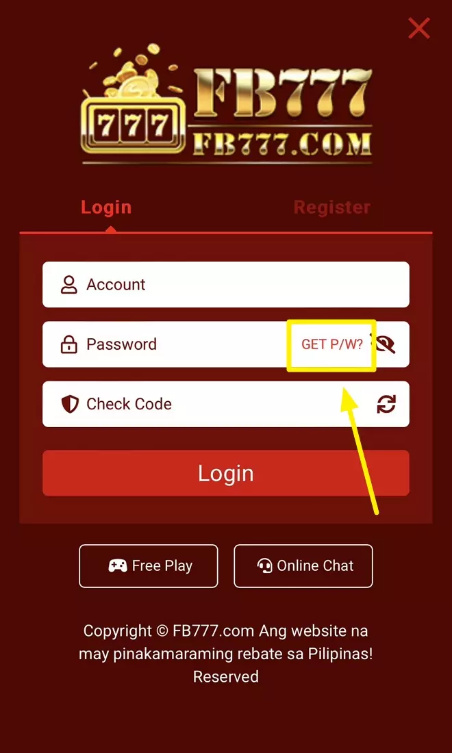FB777 Login Password